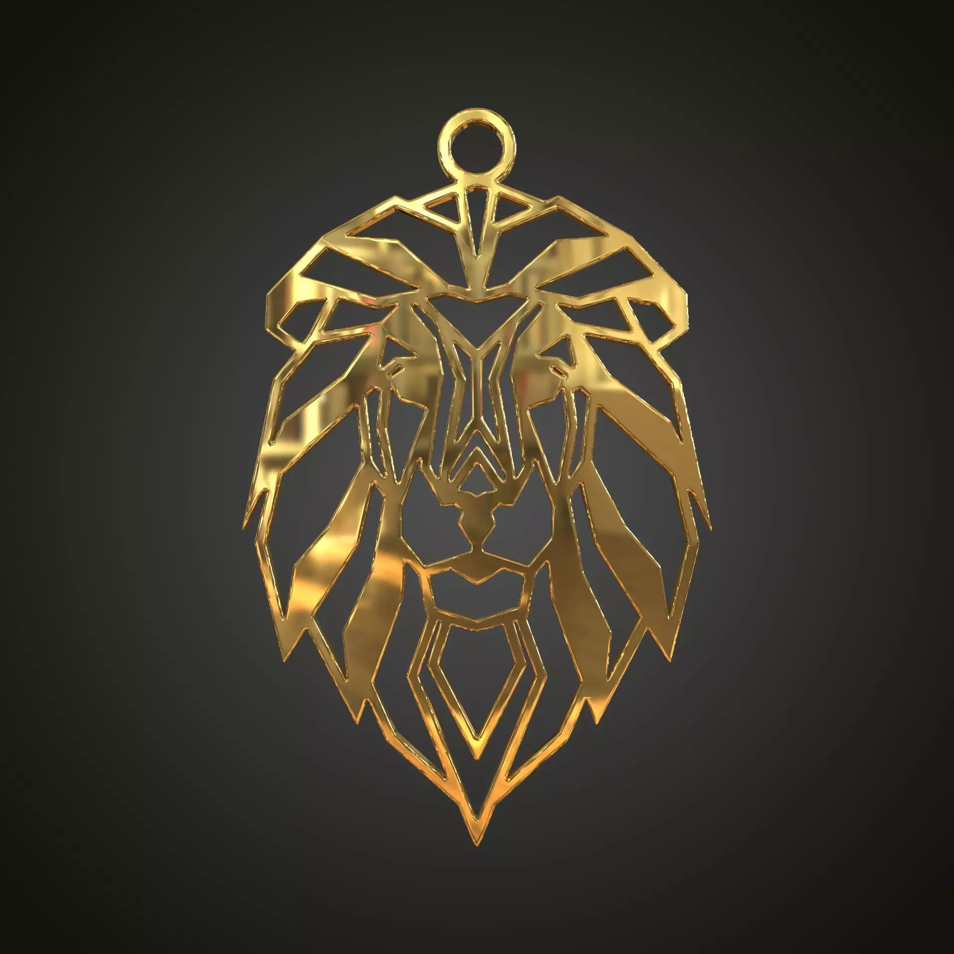 Linear lion pendant 3D print model_0