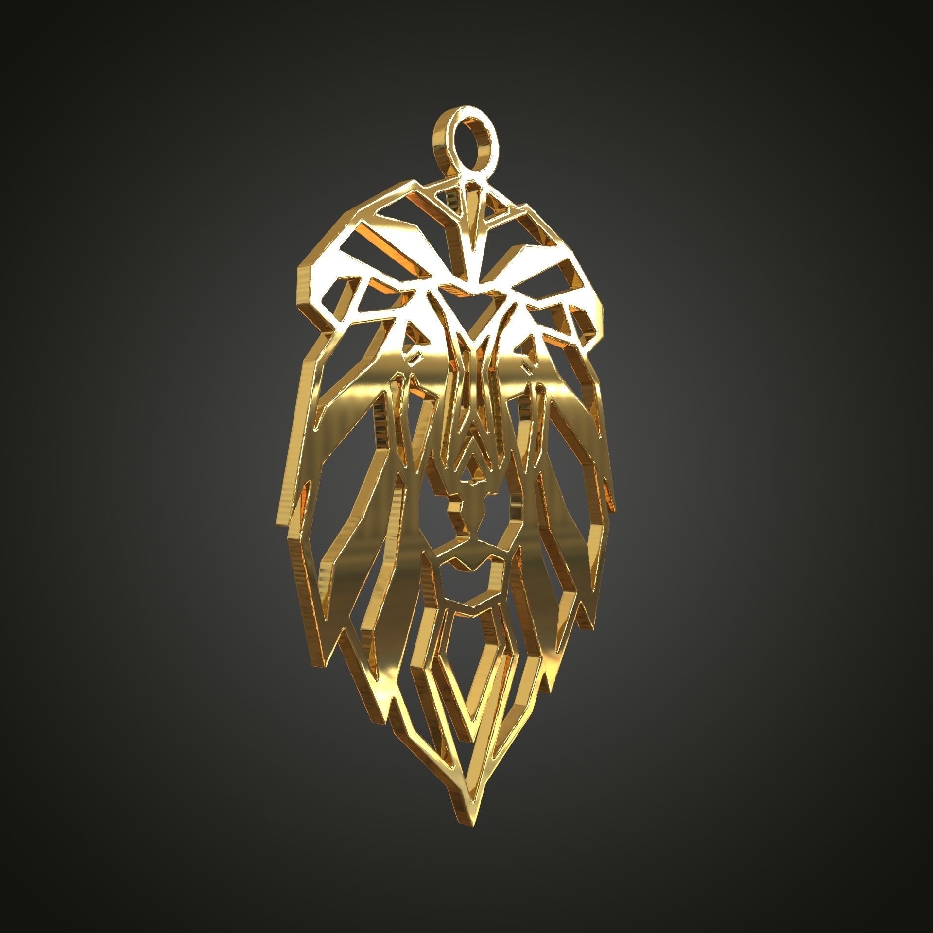 Linear lion pendant 3D print model_6