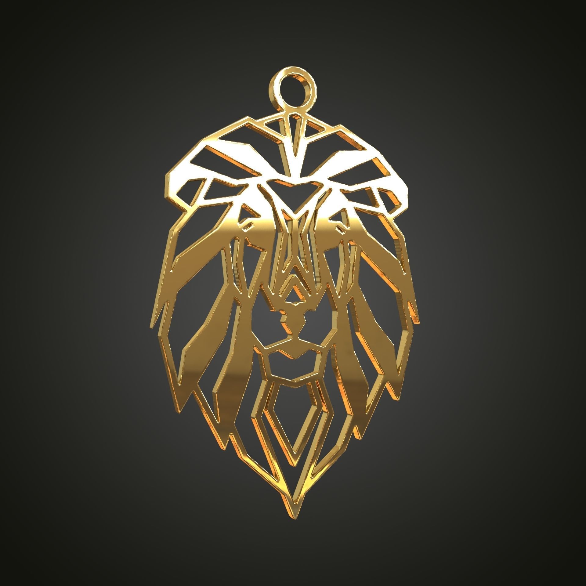 Linear lion pendant 3D print model_7