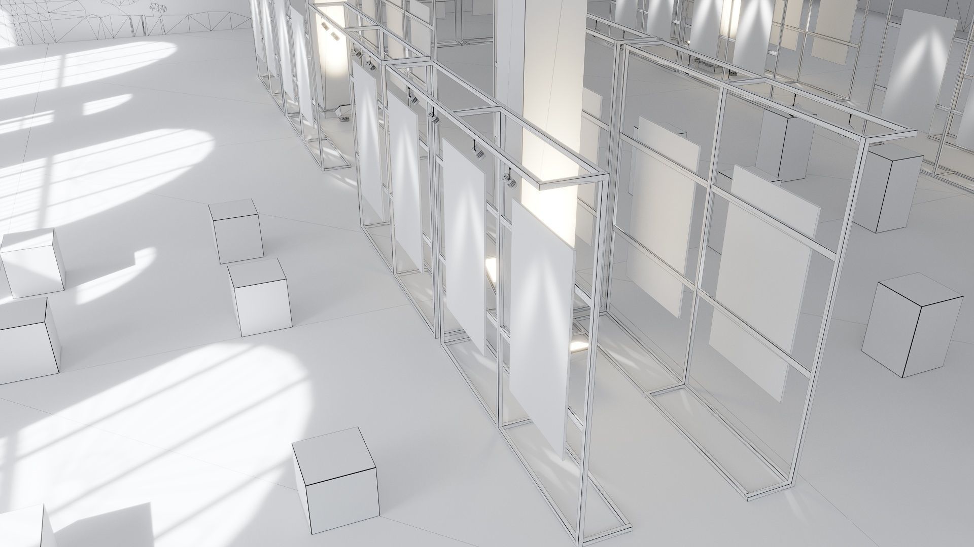 Game ready Exhibition room Low-poly 3D model_5