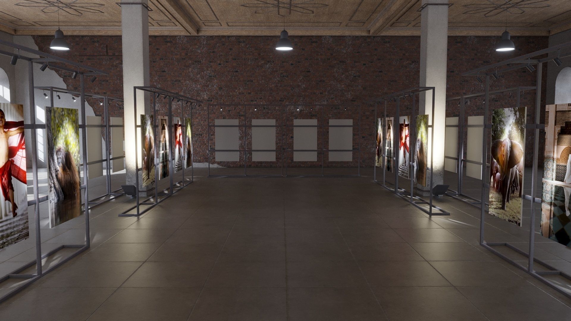 Game ready Exhibition room Low-poly 3D model_6