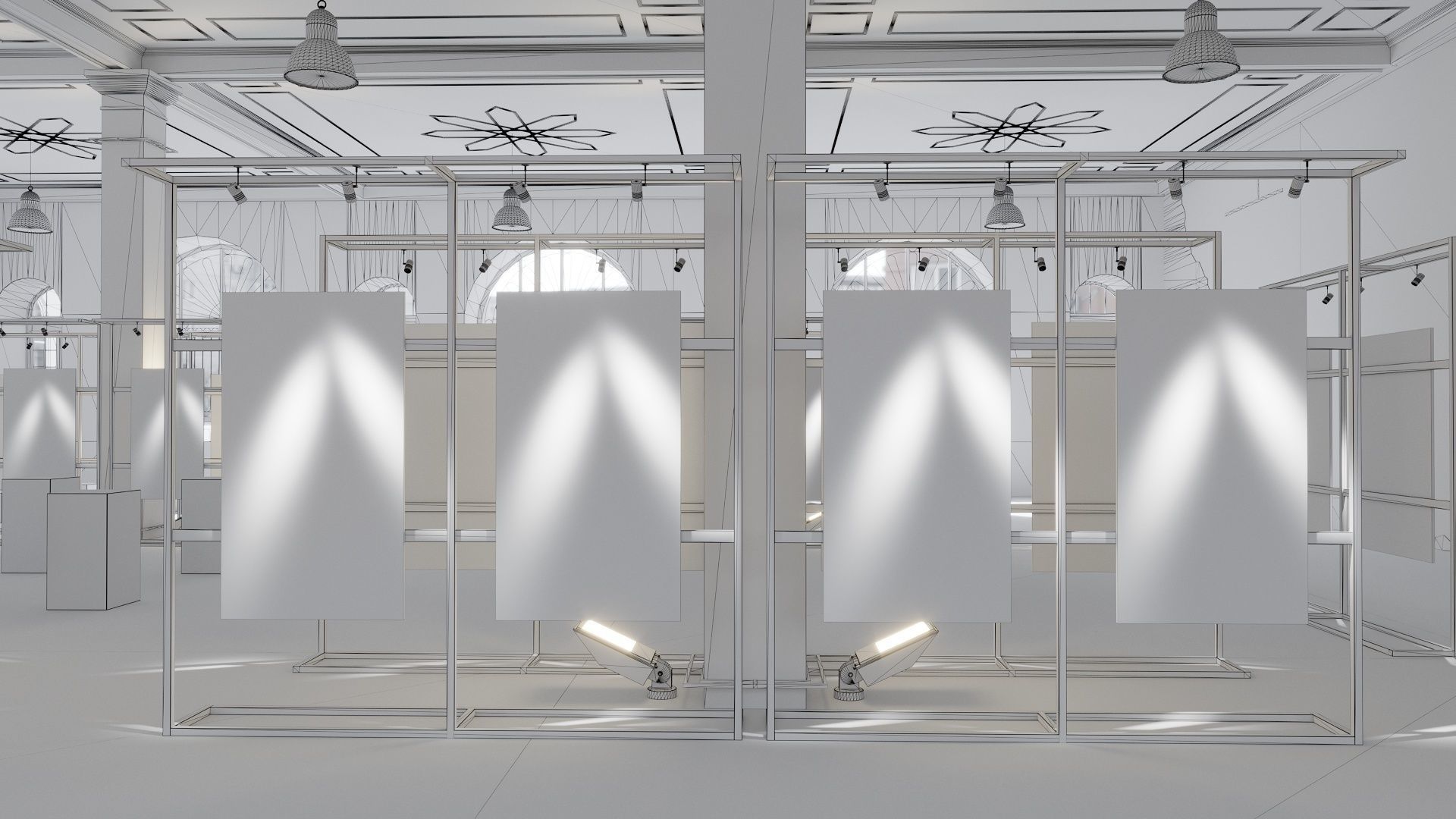 Game ready Exhibition room Low-poly 3D model_9