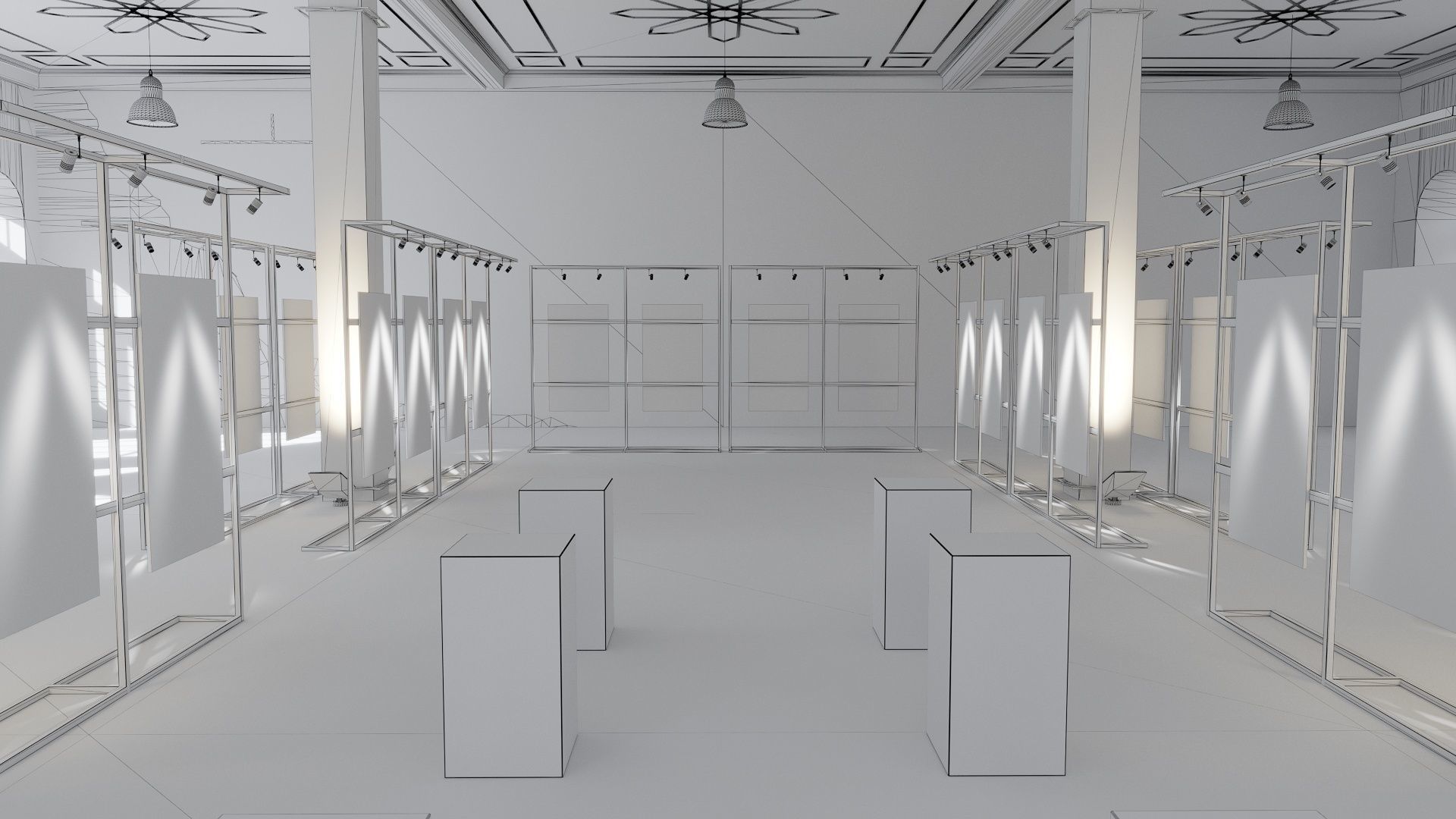Game ready Exhibition room Low-poly 3D model_7