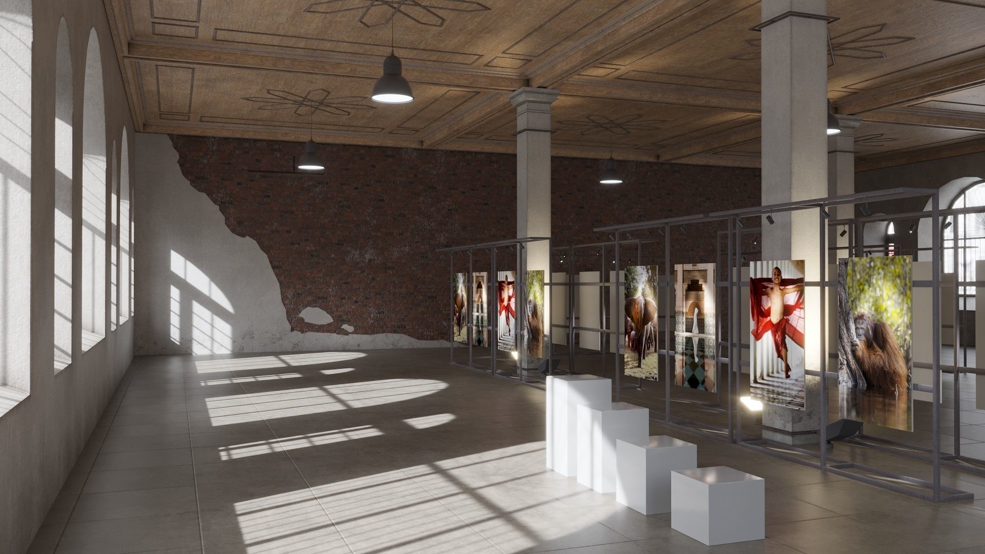 Game ready Exhibition room Low-poly 3D model_14