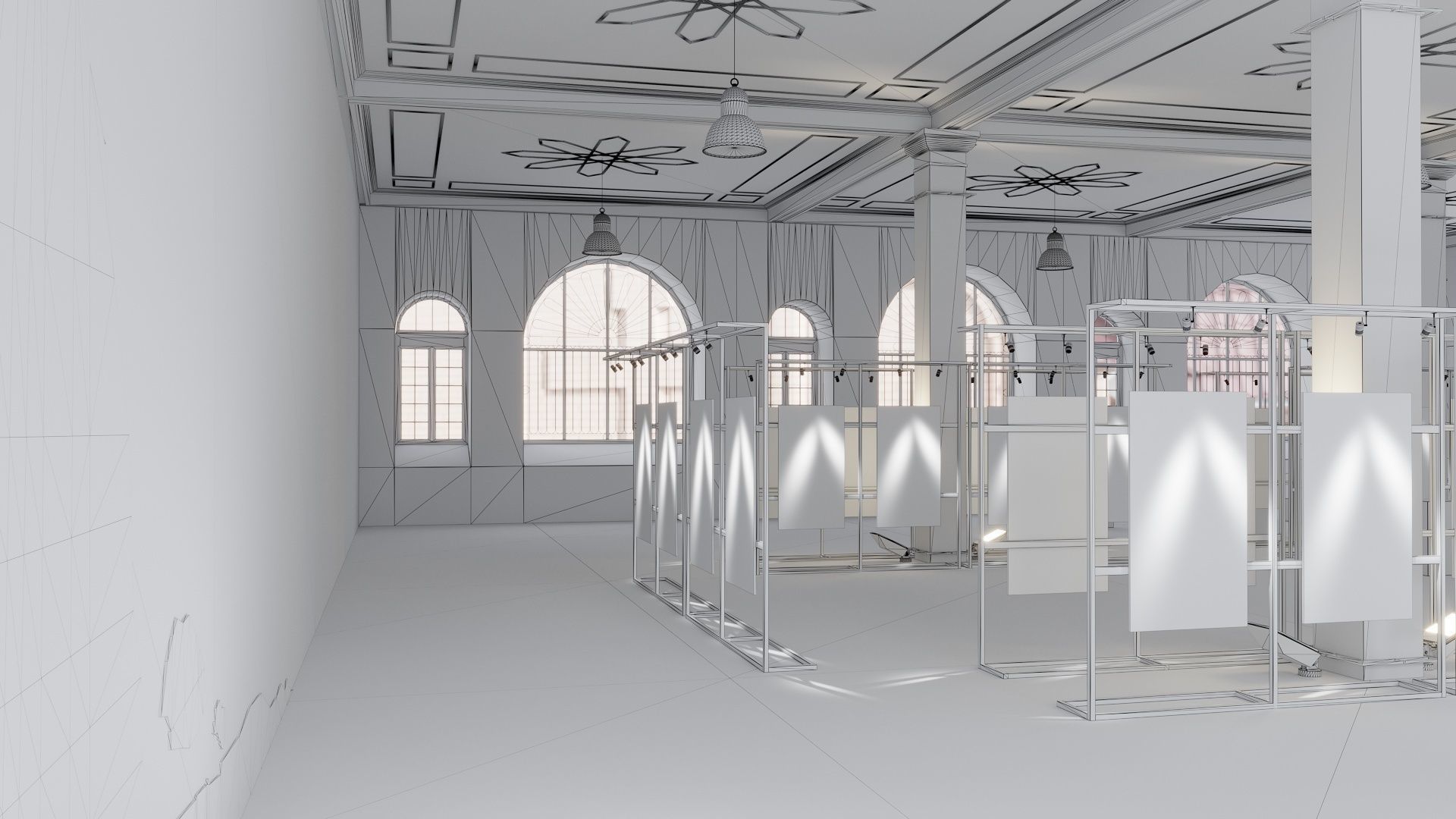 Game ready Exhibition room Low-poly 3D model_3