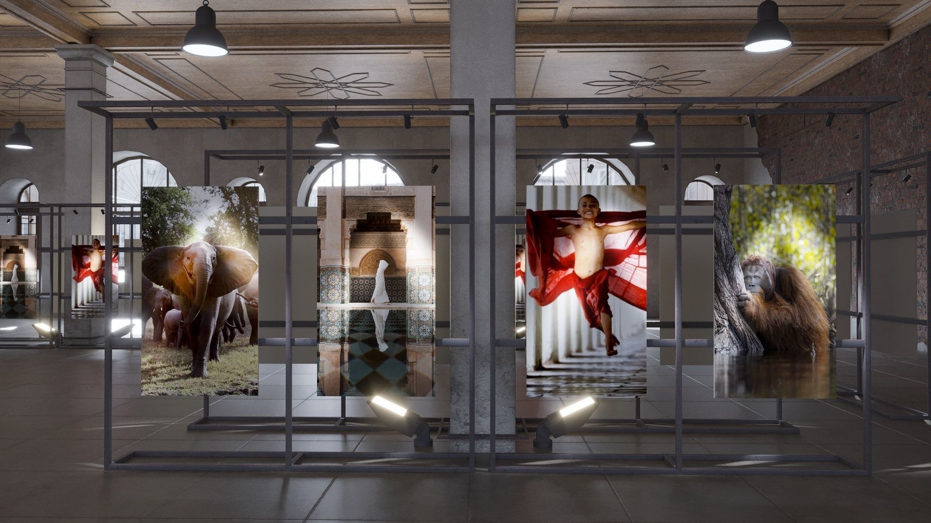 Game ready Exhibition room Low-poly 3D model_8