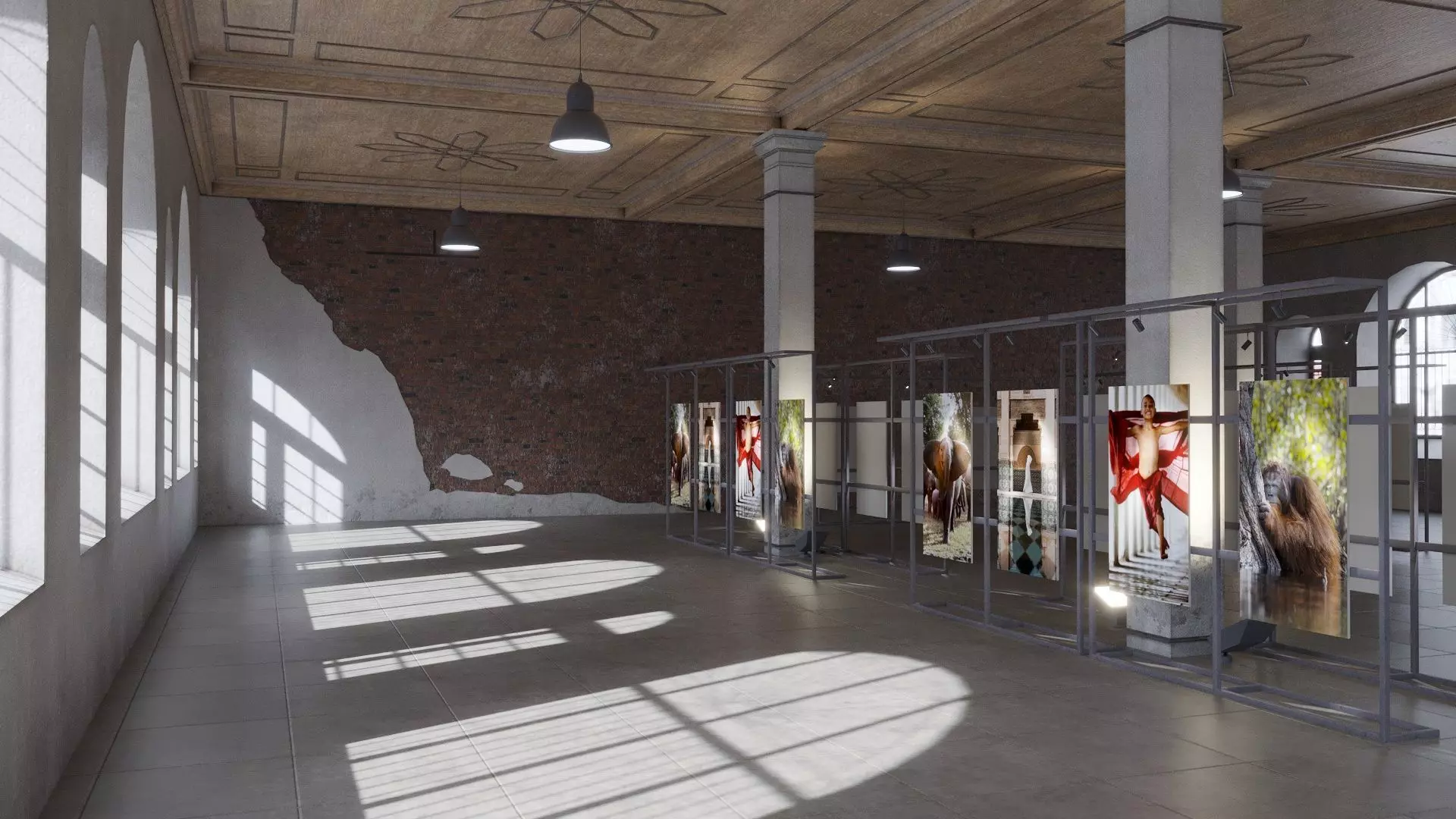 Game ready Exhibition room Low-poly 3D model_0