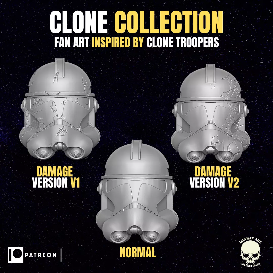 Clone Troopers Collection heads for action figures 3D print model_0