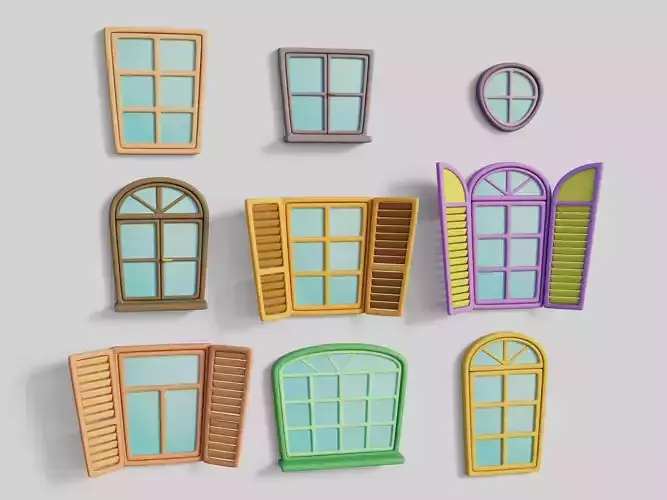 Cartoon Windows Collection 2 Low-poly 3D model