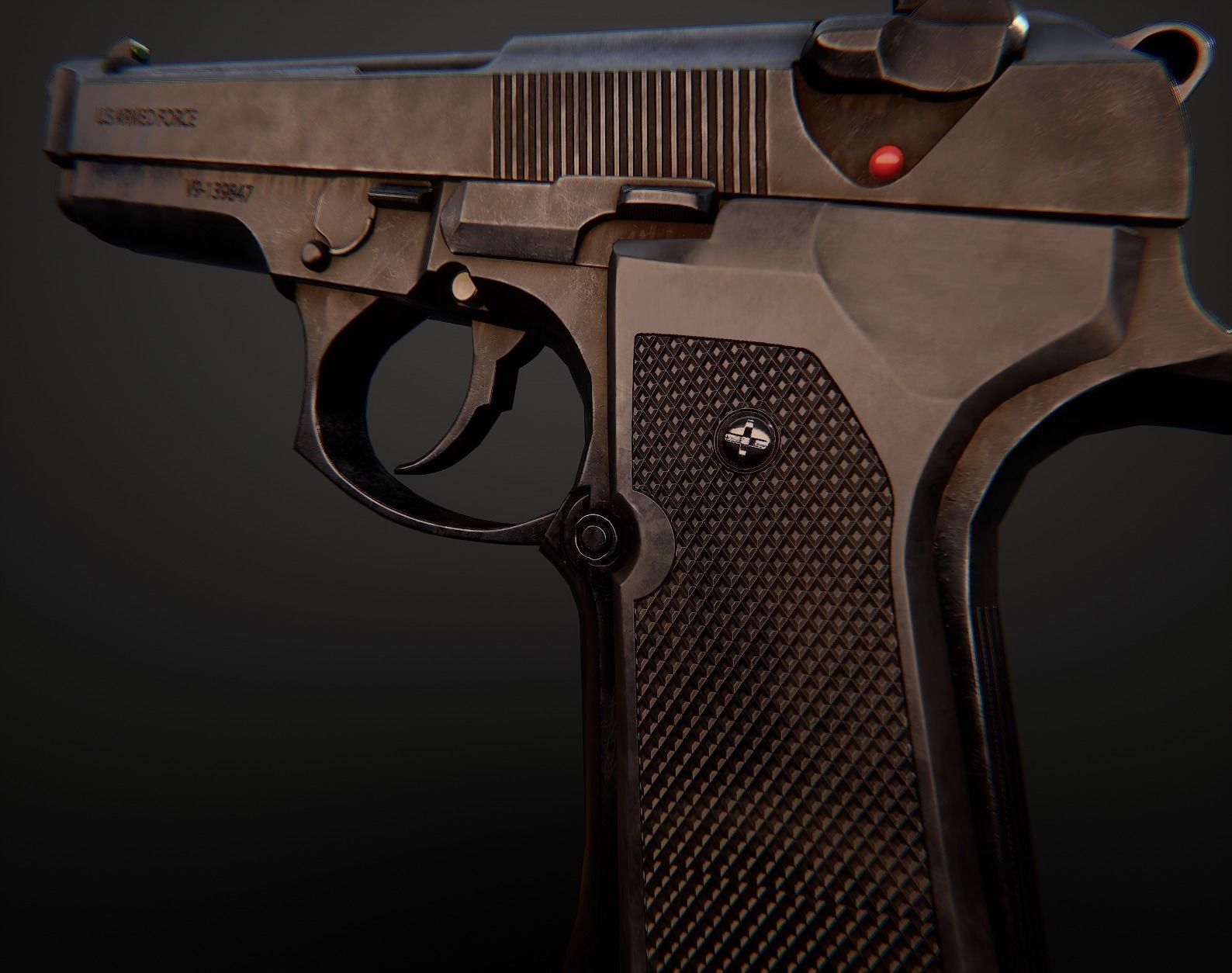 AAA Beretta M9 Game Ready PBR Low-poly 3D model_12