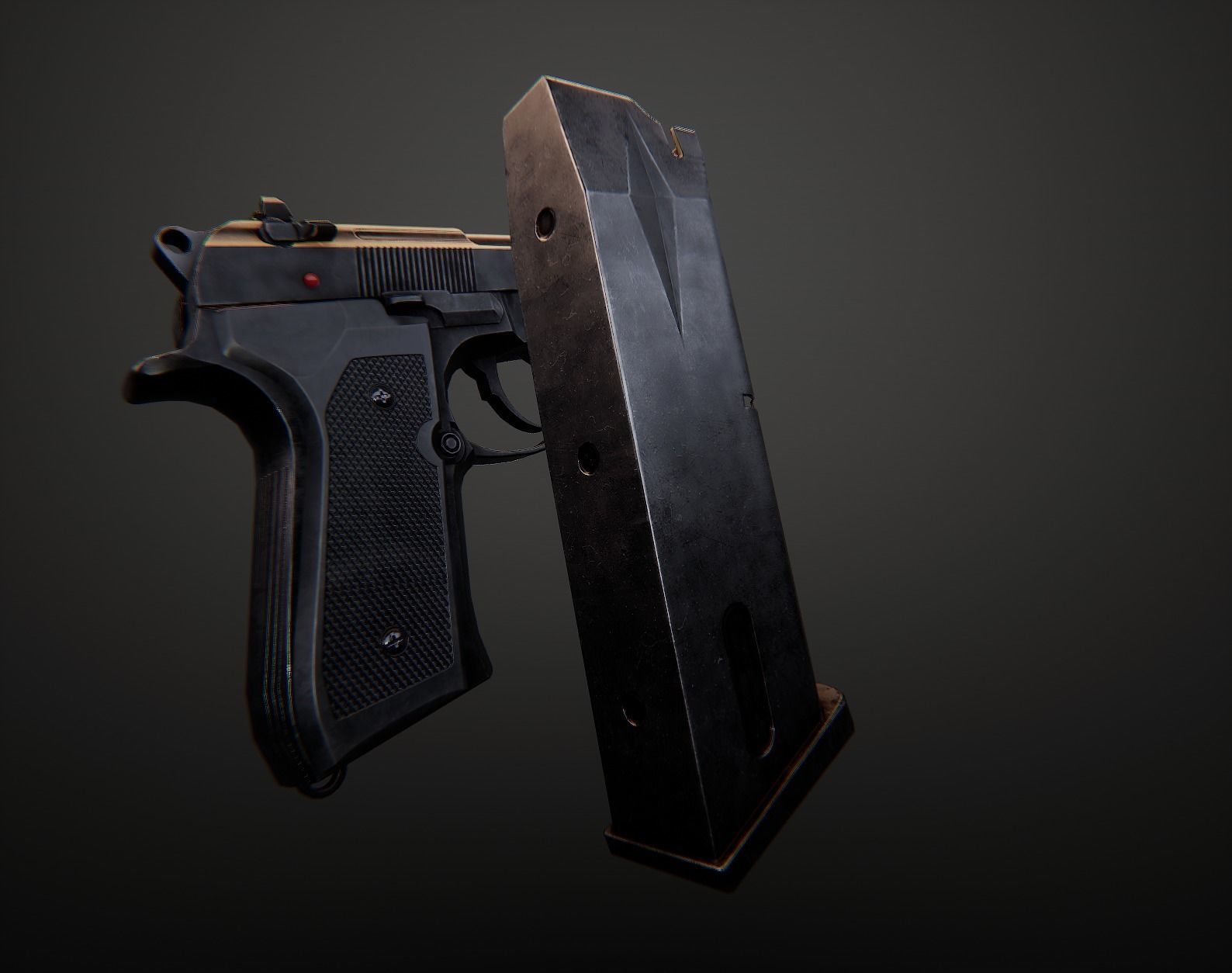 AAA Beretta M9 Game Ready PBR Low-poly 3D model_9