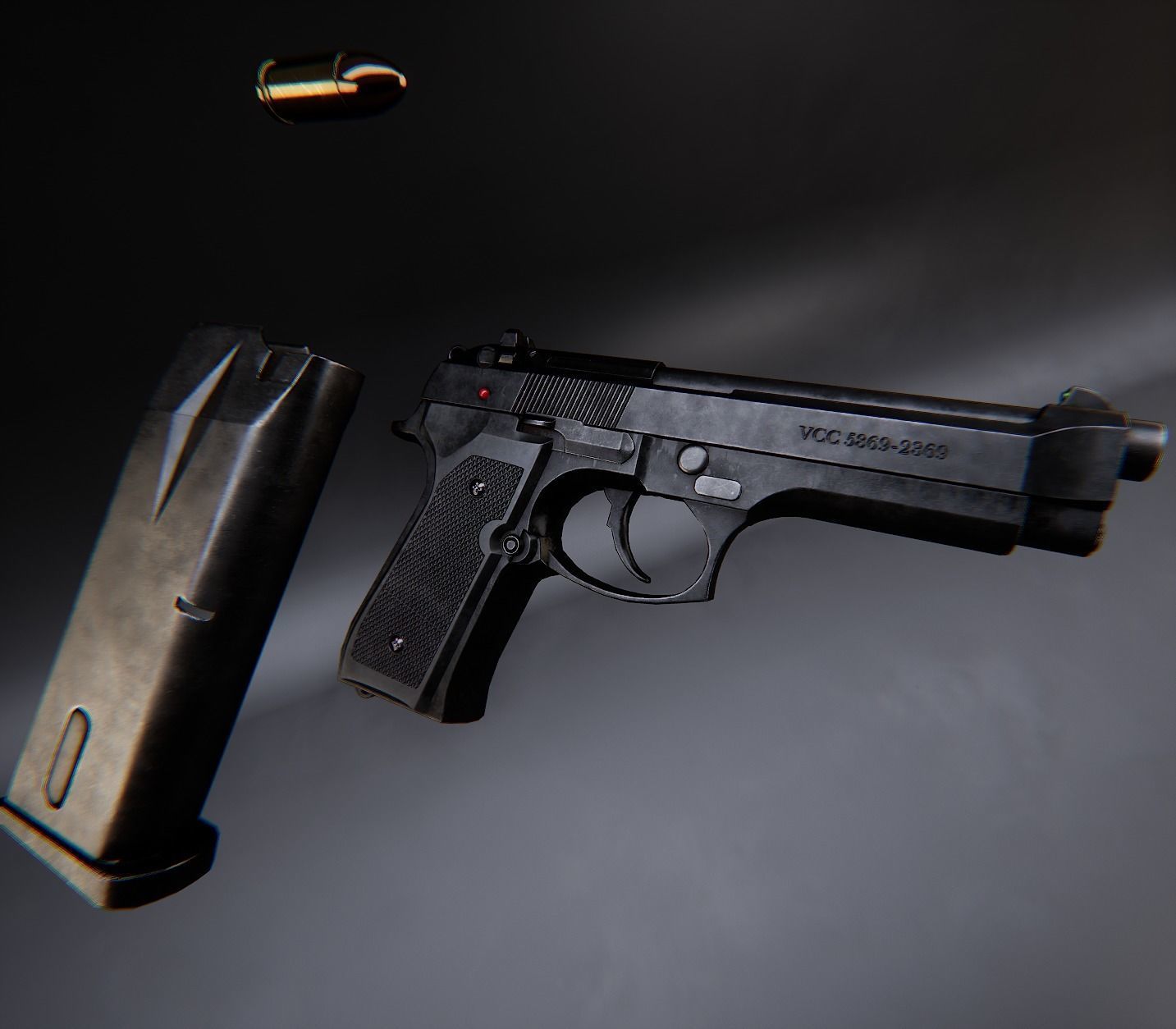 AAA Beretta M9 Game Ready PBR Low-poly 3D model_6