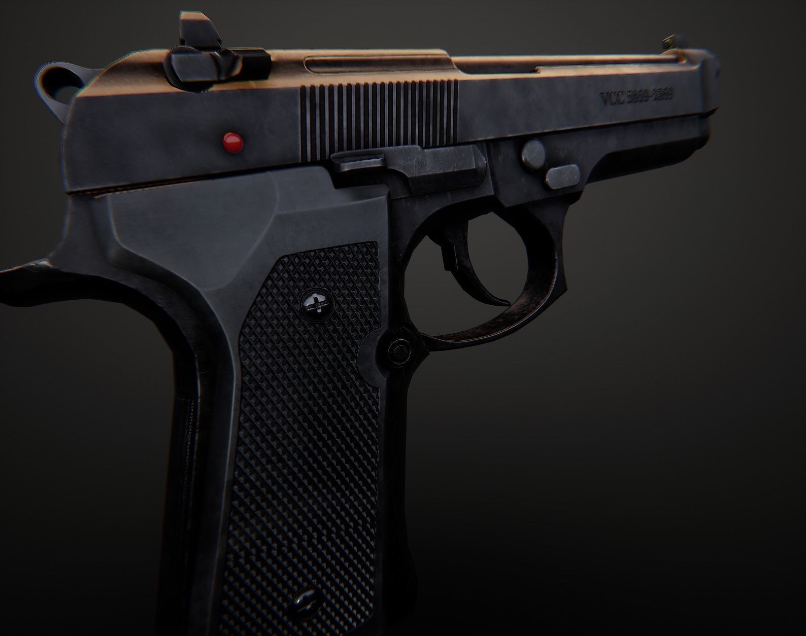 AAA Beretta M9 Game Ready PBR Low-poly 3D model_10