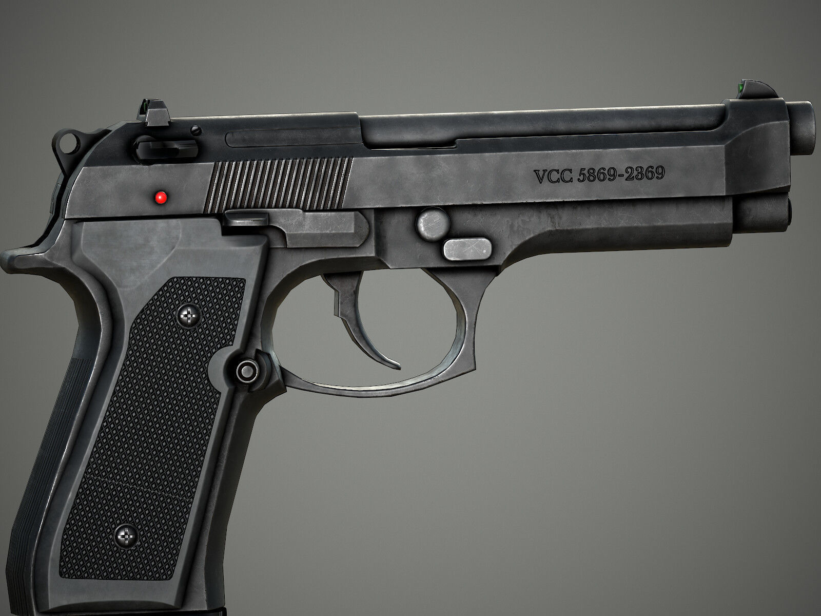 AAA Beretta M9 Game Ready PBR Low-poly 3D model_7