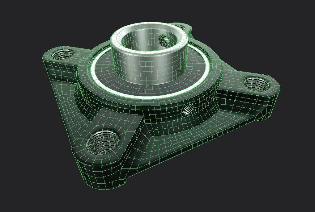 Flange Bearing 01 Low-poly 3D model_11