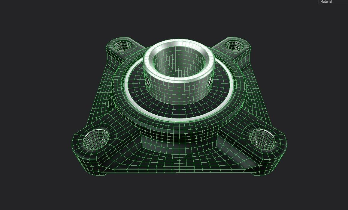 Flange Bearing 01 Low-poly 3D model_17