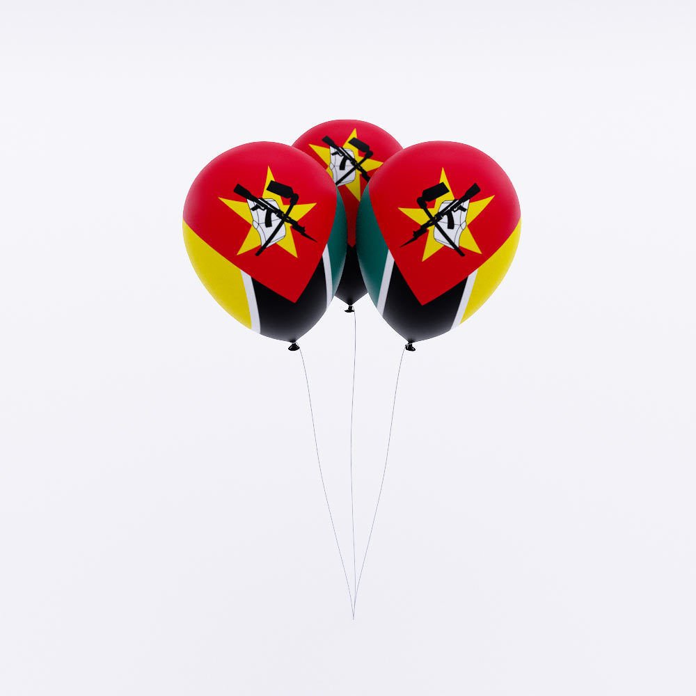 Mozambique country balloon low poly 3d model Low-poly 3D model_1