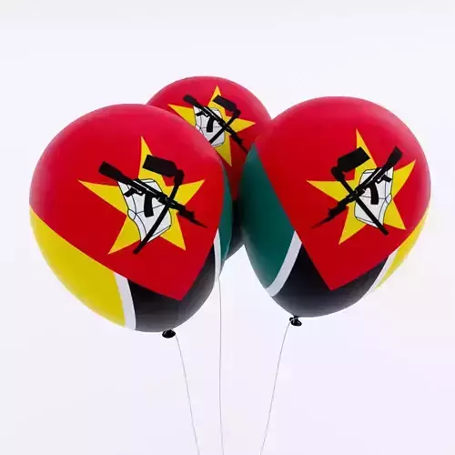 Mozambique country balloon low poly 3d model 