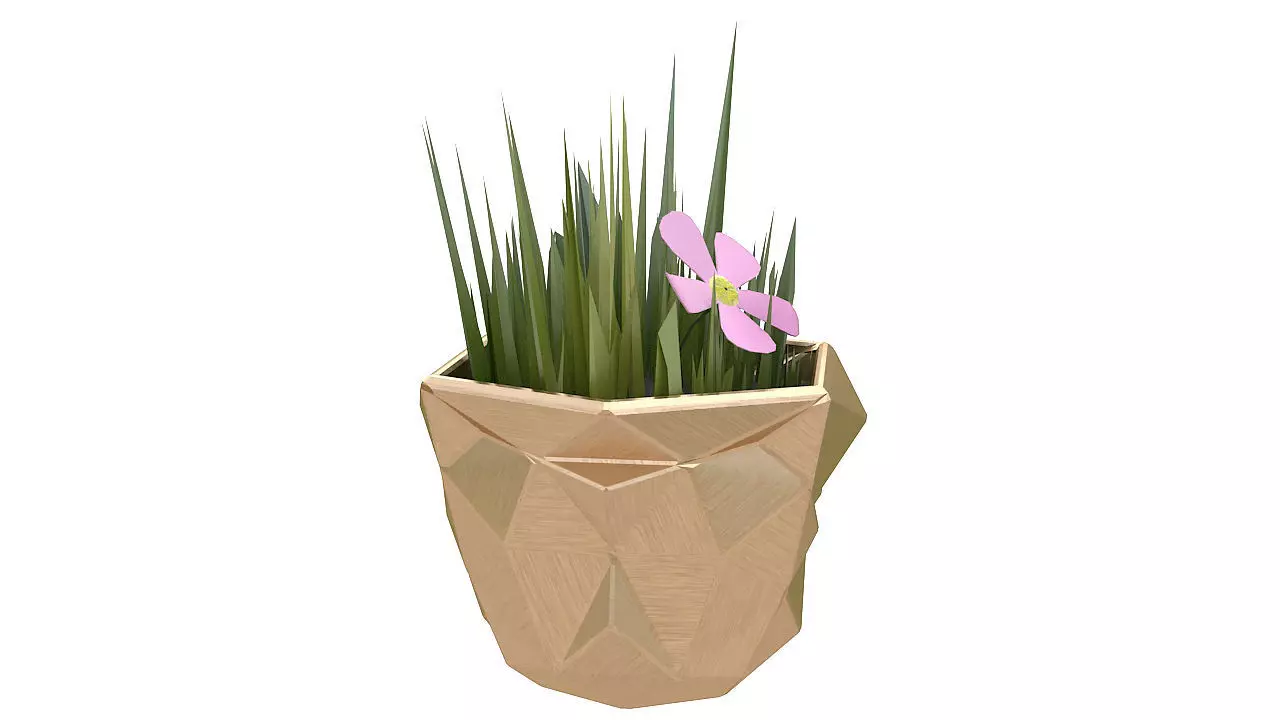 Small plant copper vase 3D model_0