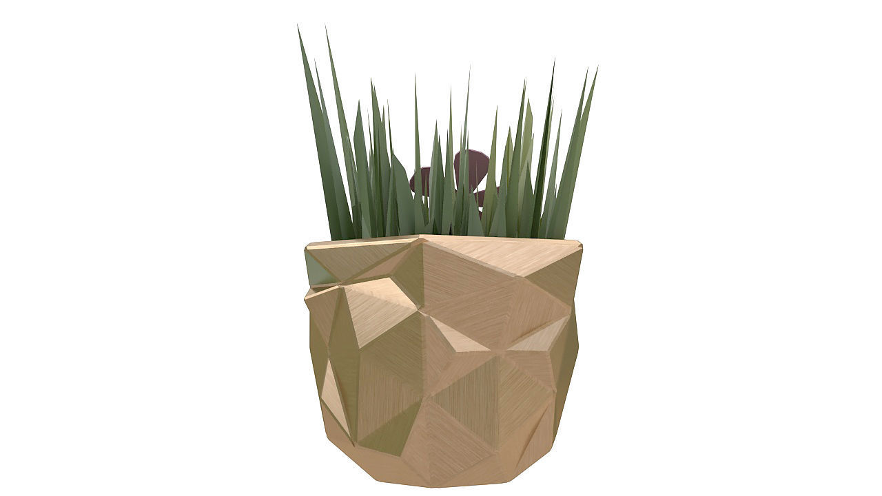 Small plant copper vase 3D model_4