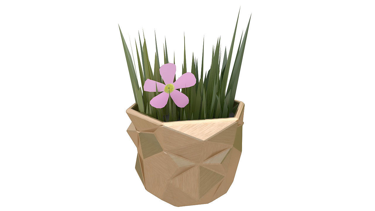 Small plant copper vase 3D model_1