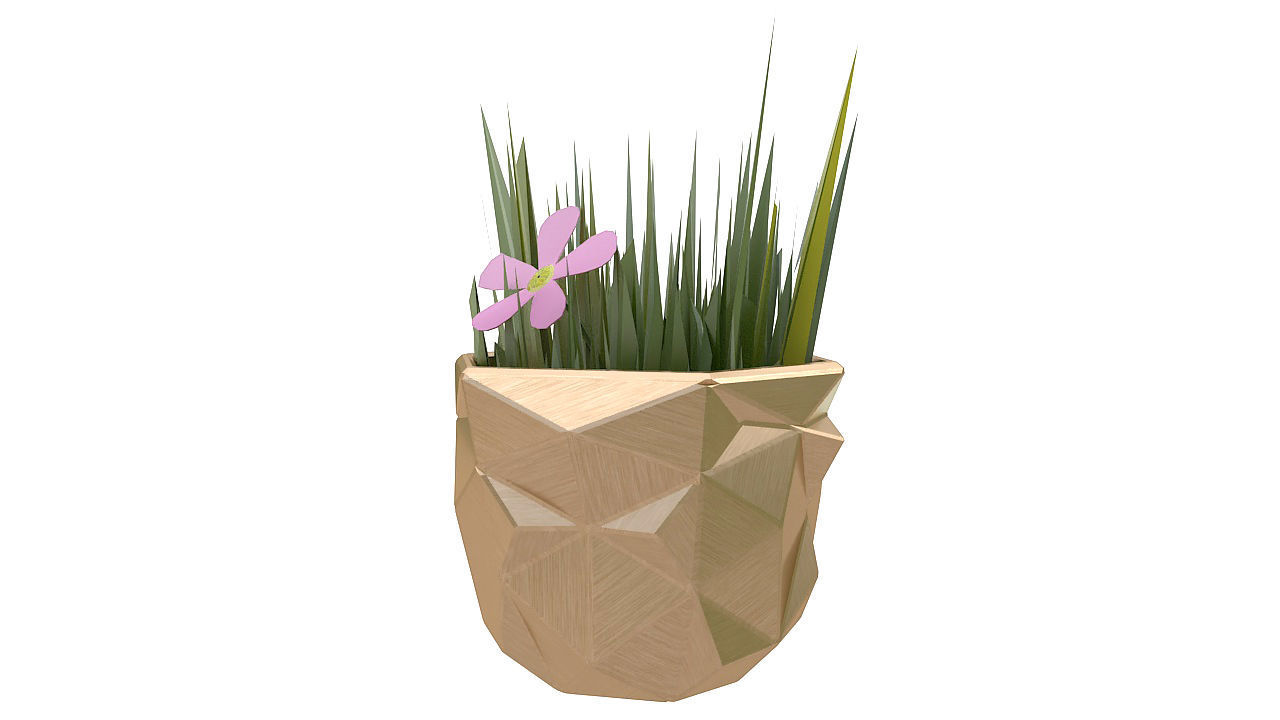 Small plant copper vase 3D model_2