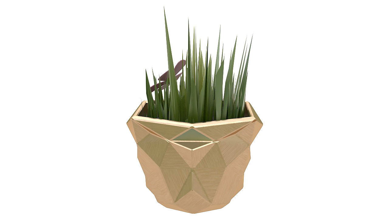 Small plant copper vase 3D model_3