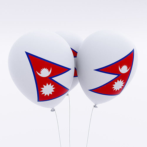 Nepal country balloon low poly 3d model  Low-poly 3D model