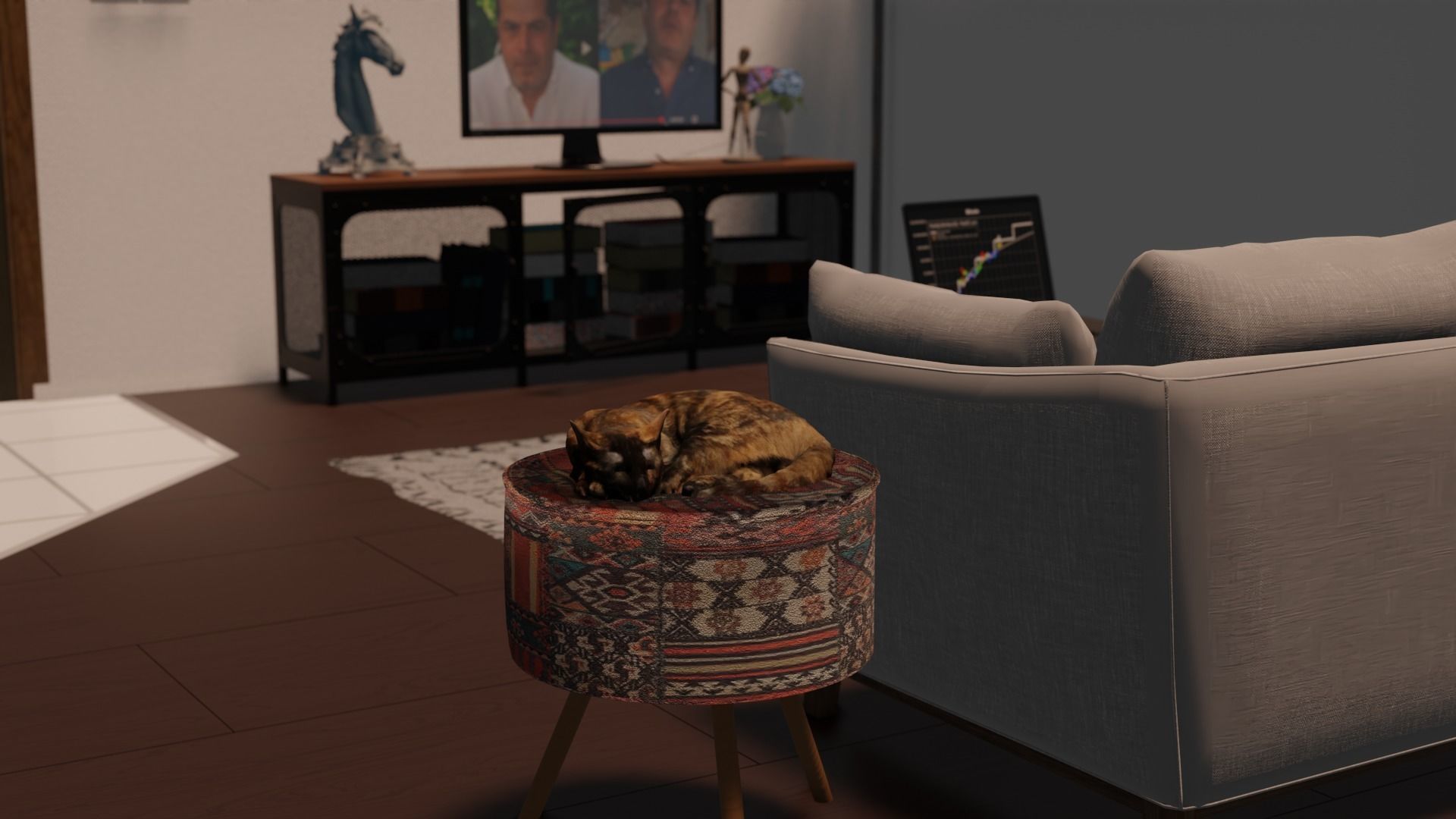 Realistic Breathing Cat Low-poly 3D model_2