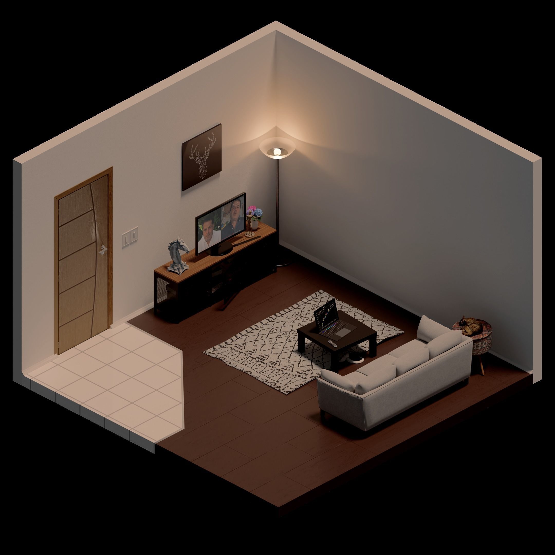 Realistic Breathing Cat Low-poly 3D model_3