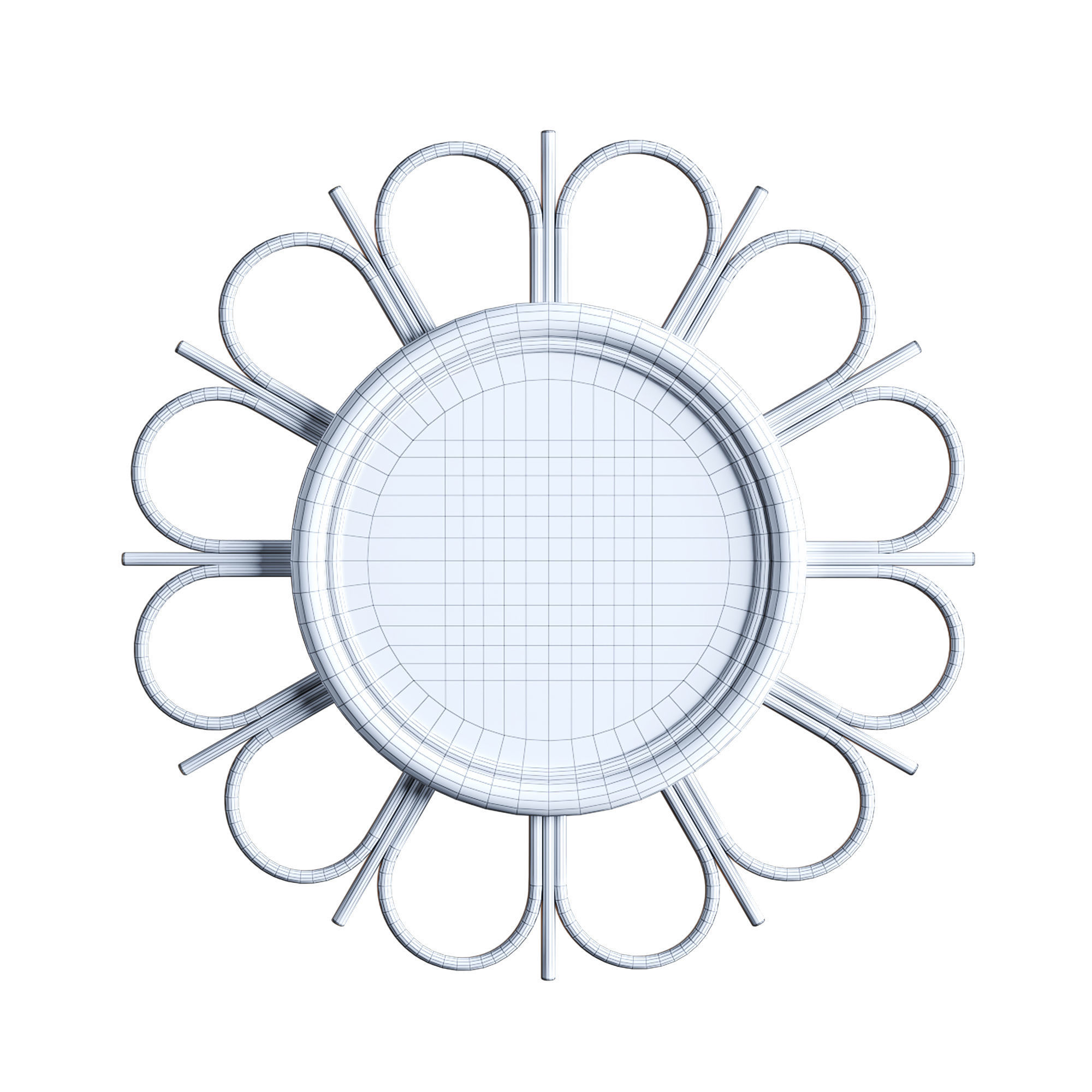 Rattan mirror 1 3D model_2