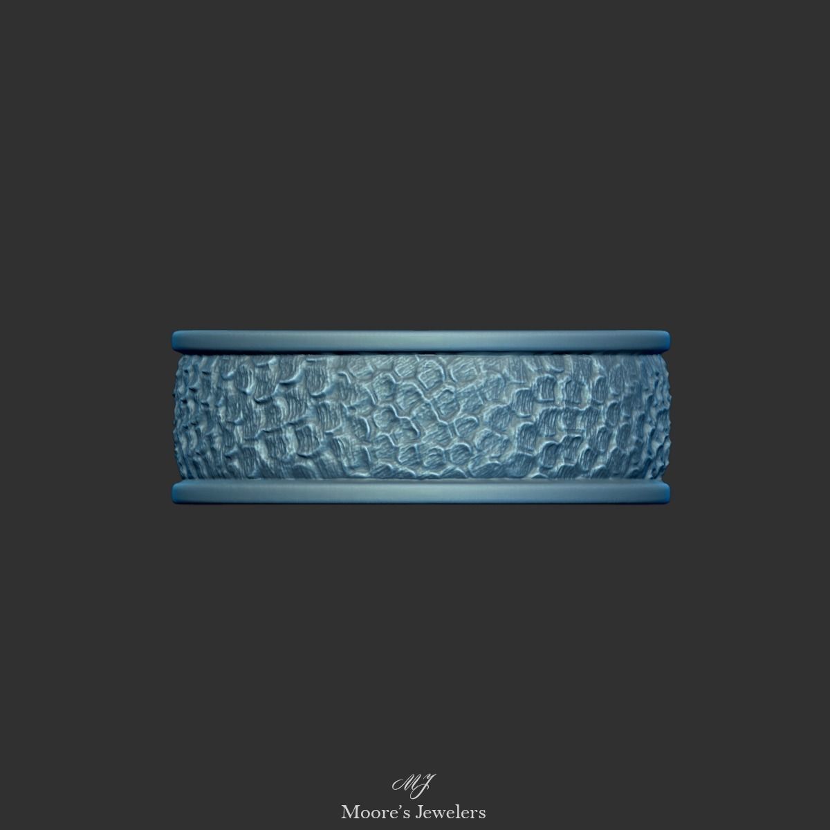 8mm Mans Textured Wedding Band Stl and Obj Files 3D print model_3