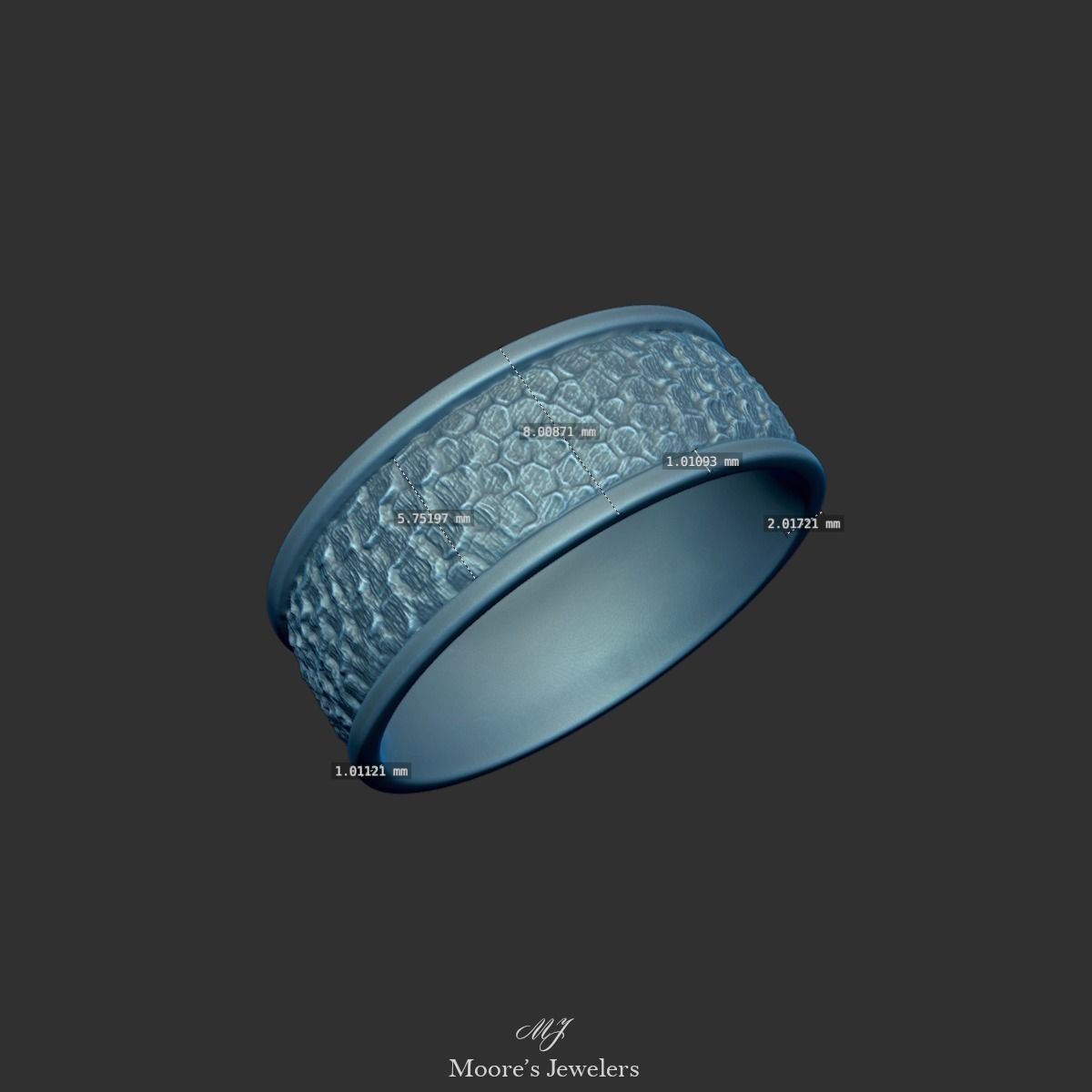 8mm Mans Textured Wedding Band Stl and Obj Files 3D print model_8