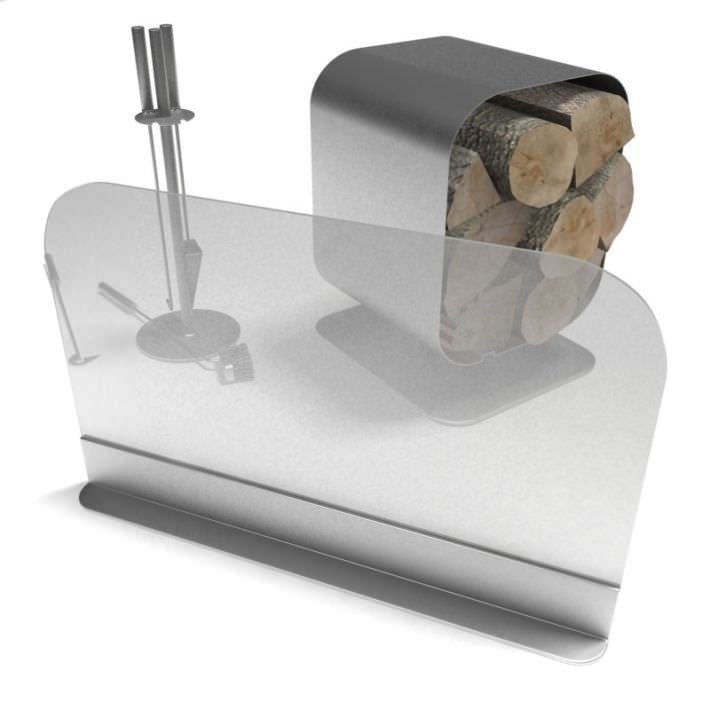 3d Modern Fireplace Tools And Wood Holder Cgtrader Modern Fireplace Tools And Wood Holder 3d Model 1