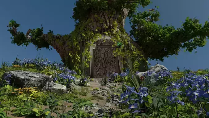 Forest Glade Tree - woodland Environment green area  3D model
