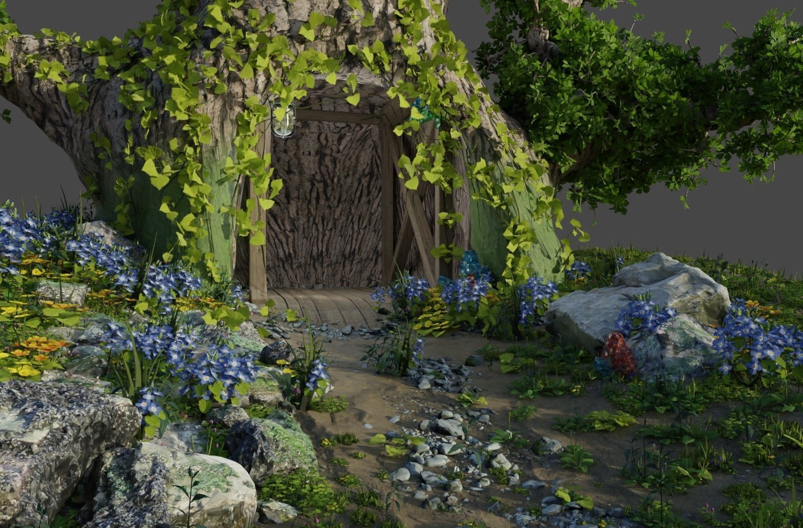 Forest Glade Tree - woodland Environment green area  3D model_8