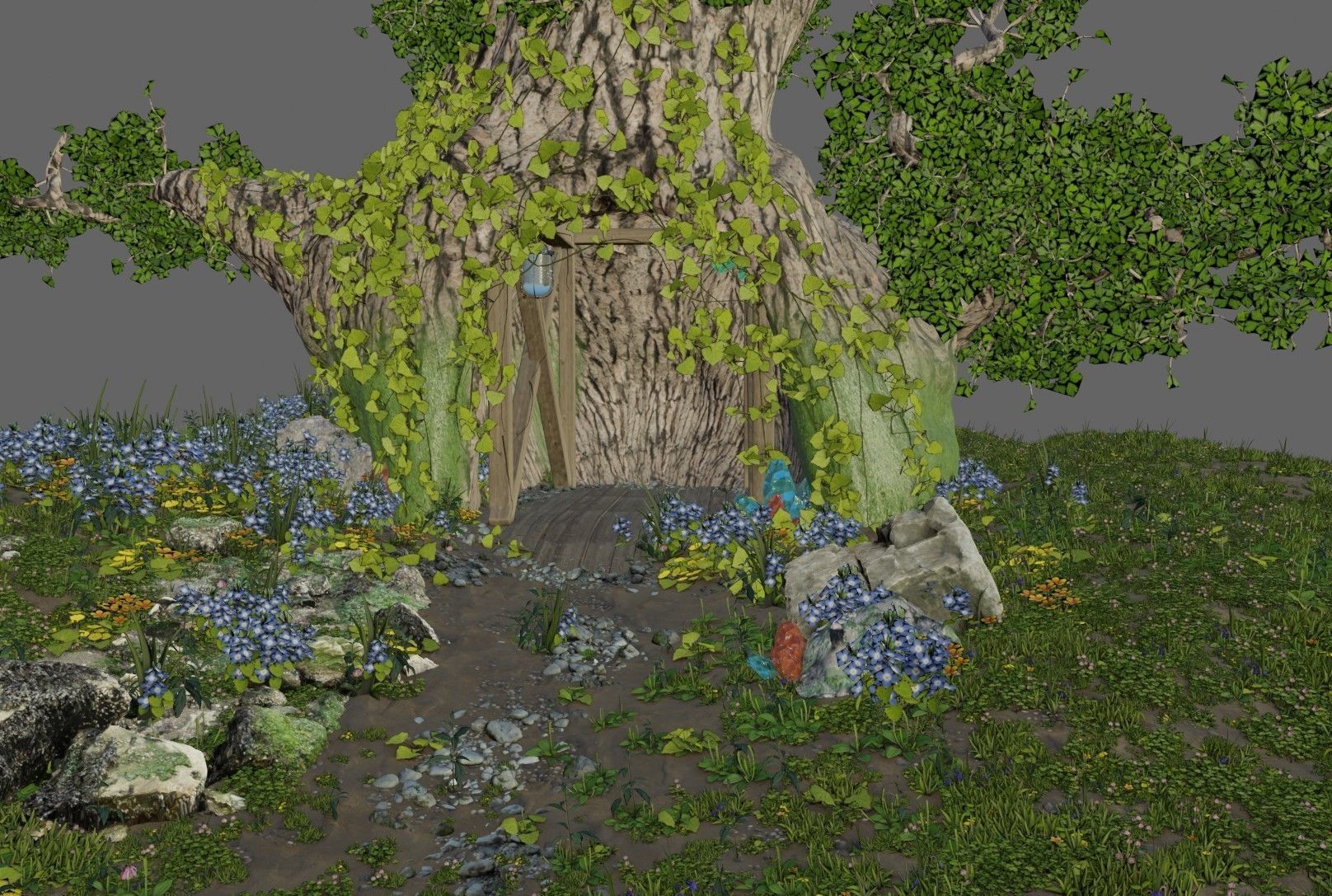 Forest Glade Tree - woodland Environment green area  3D model_4