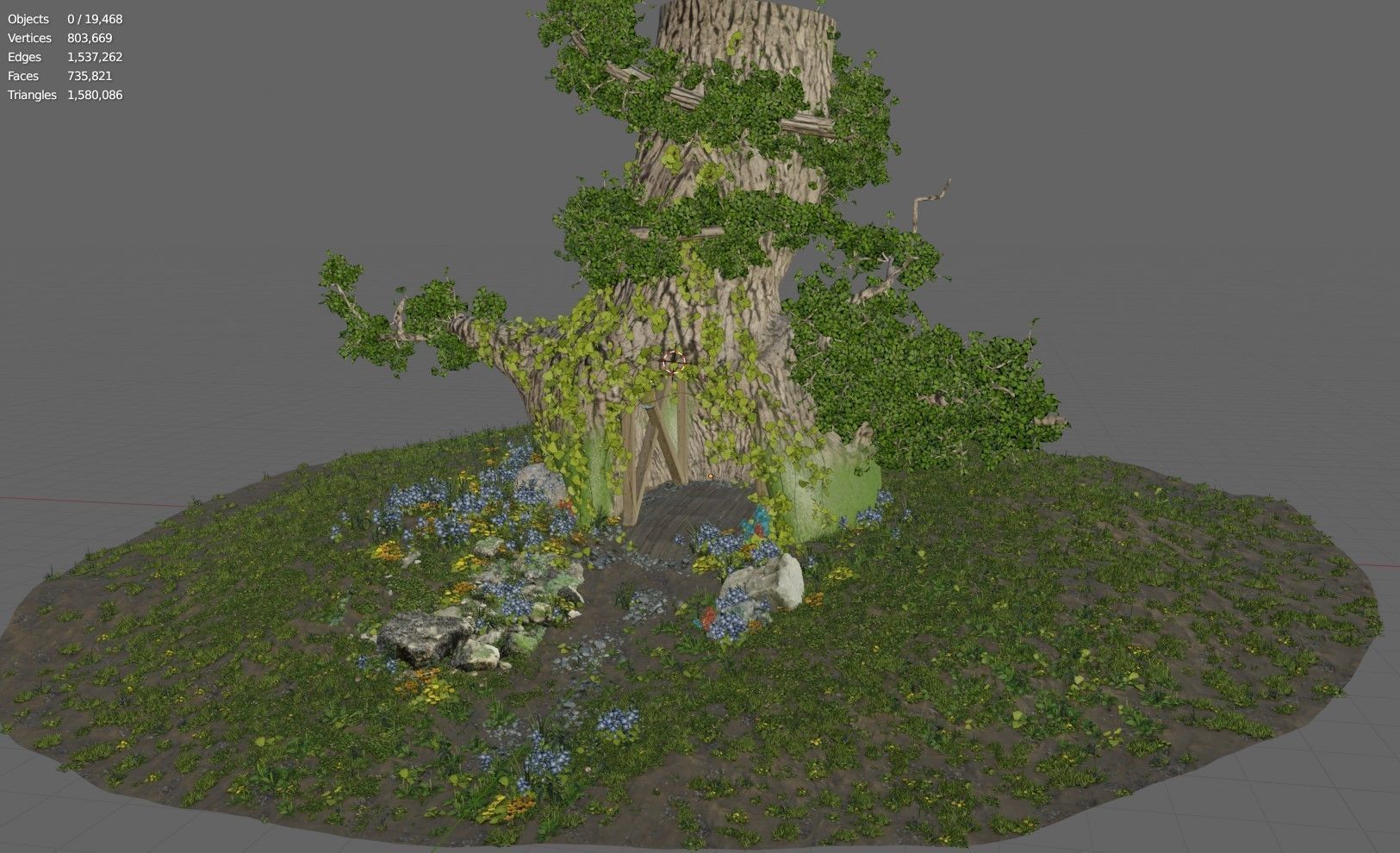 Forest Glade Tree - woodland Environment green area  3D model_2