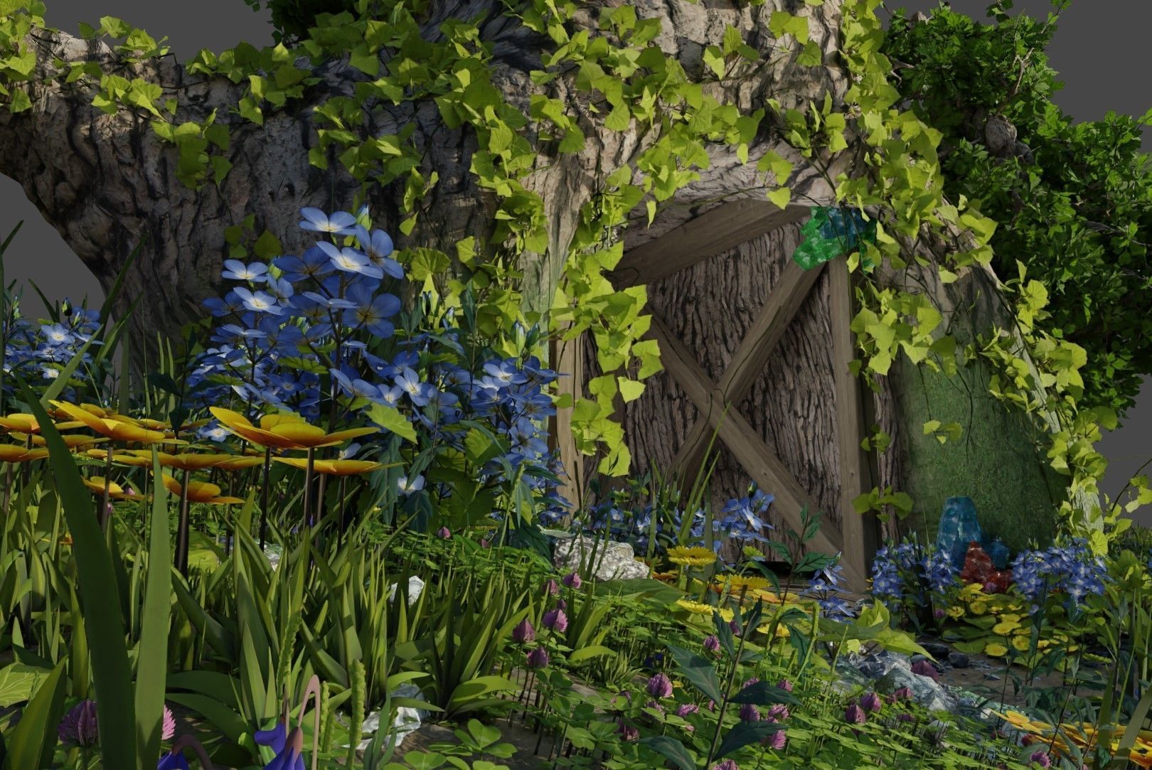 Forest Glade Tree - woodland Environment green area  3D model_10