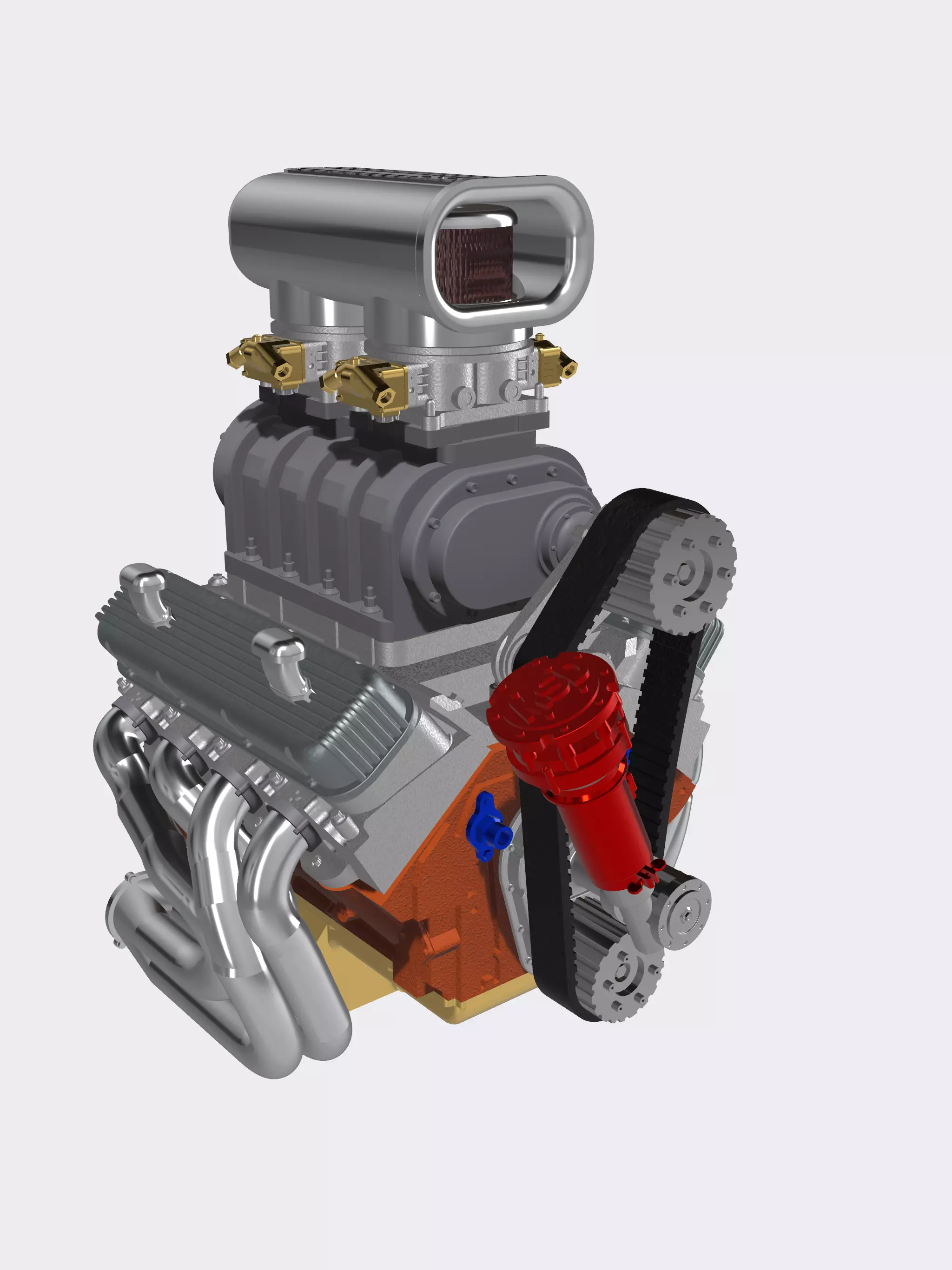 Vintage Blown BBC Drag Engine 3 configs with Options 3D print model_0