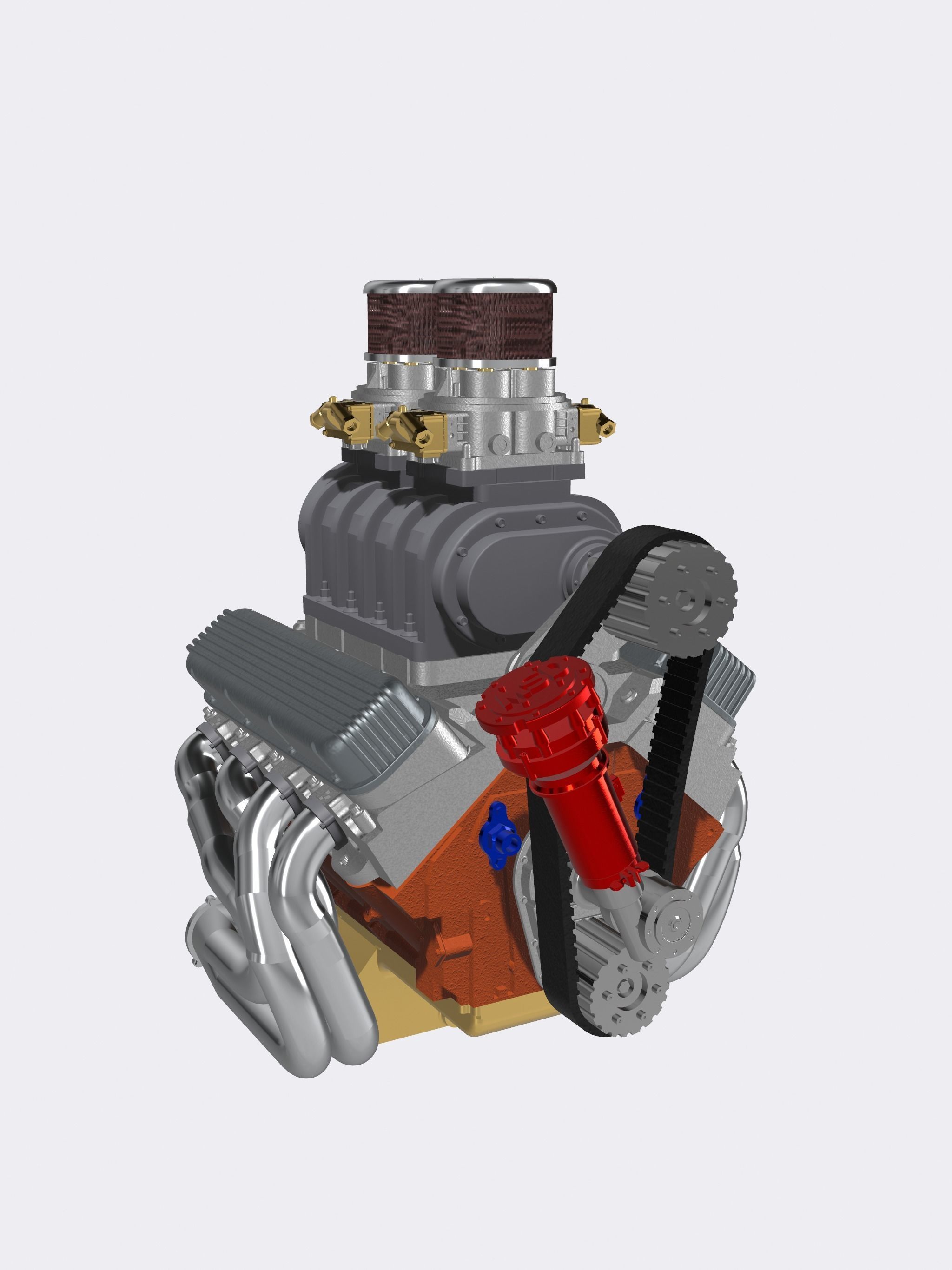 Vintage Blown BBC Drag Engine 3 configs with Options 3D print model_10