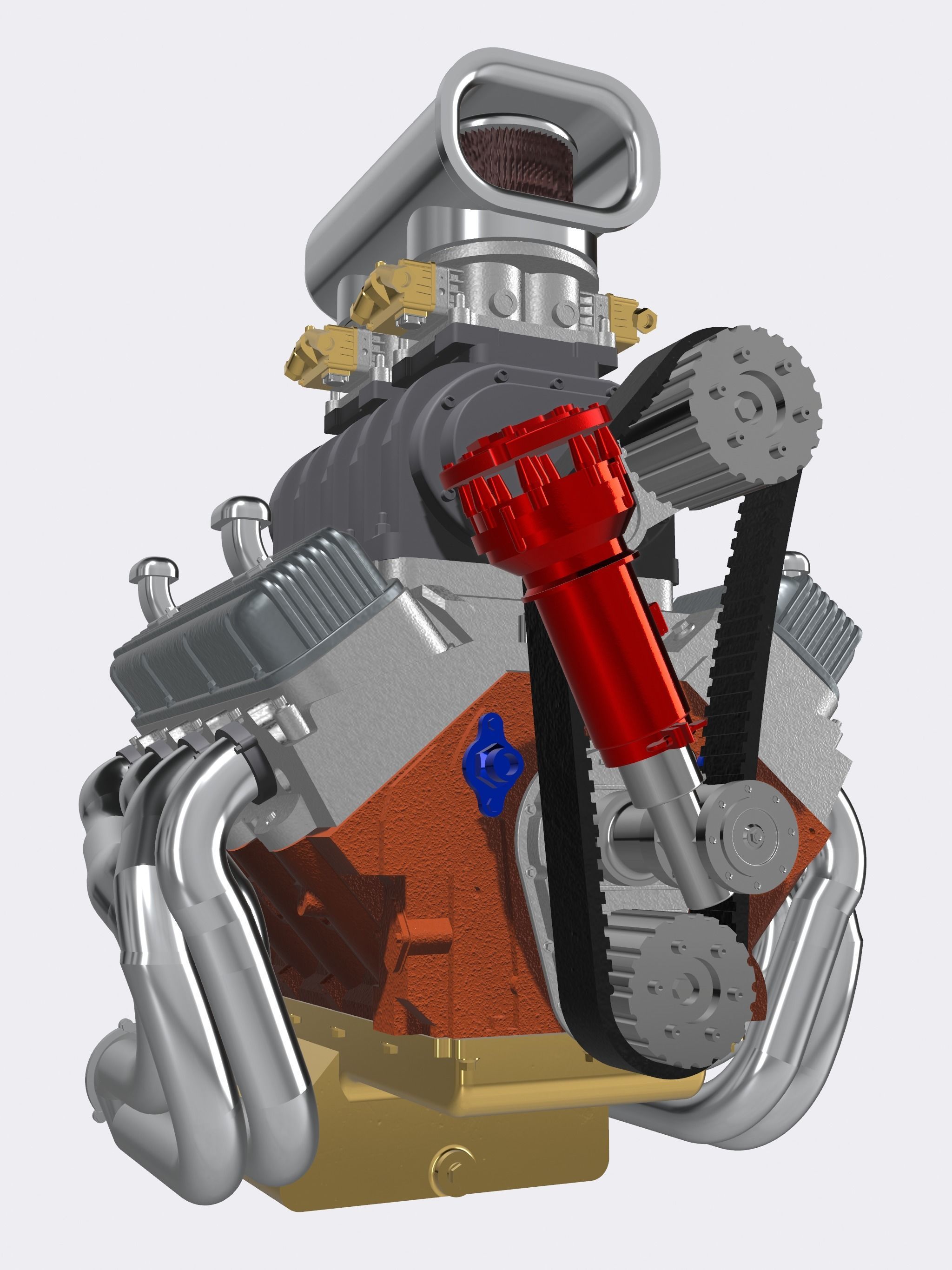 Vintage Blown BBC Drag Engine 3 configs with Options 3D print model_3