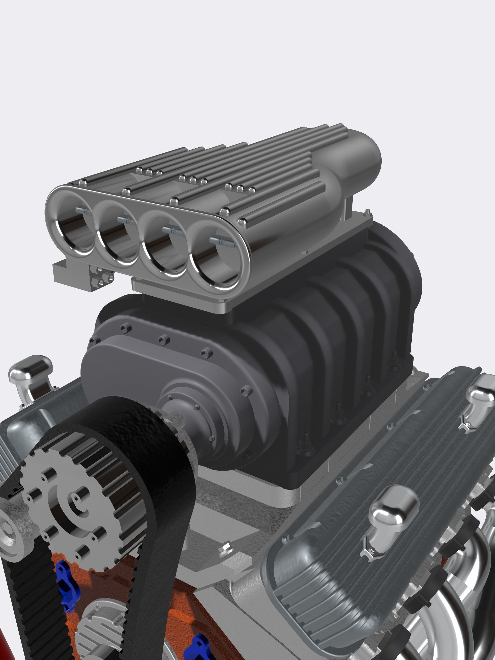 Vintage Blown BBC Drag Engine 3 configs with Options 3D print model_6