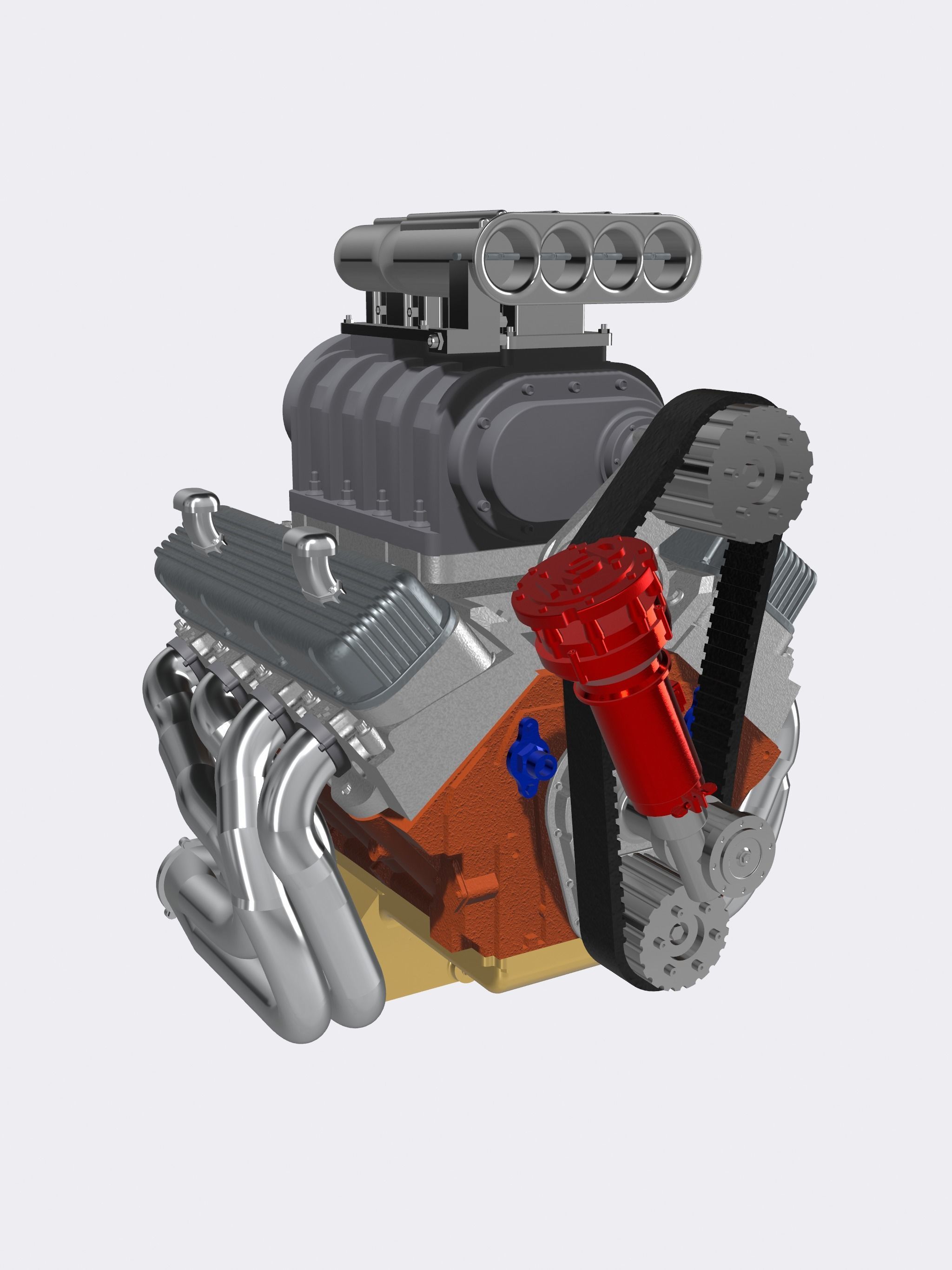 Vintage Blown BBC Drag Engine 3 configs with Options 3D print model_5