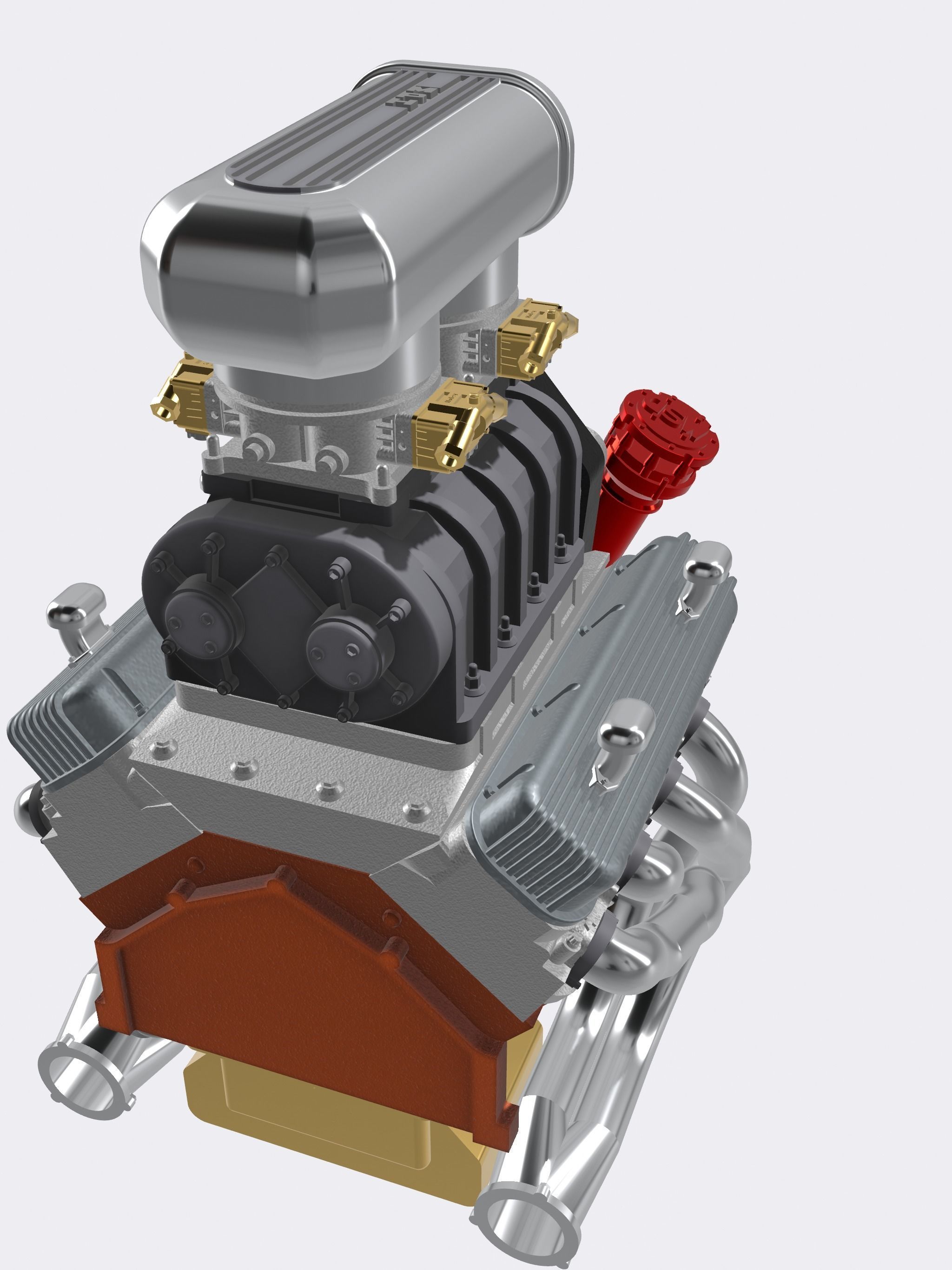 Vintage Blown BBC Drag Engine 3 configs with Options 3D print model_2