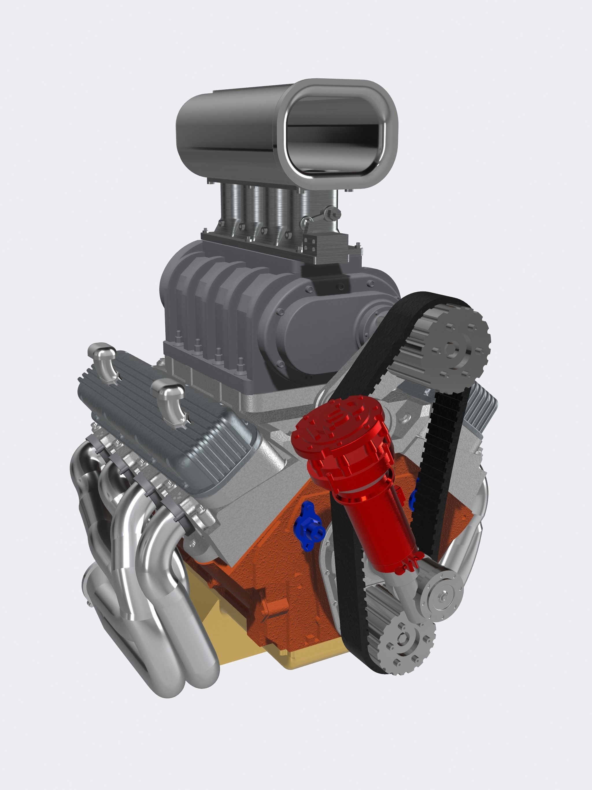 Vintage Blown BBC Drag Engine 3 configs with Options 3D print model_7