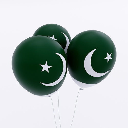 Pakistan country balloon low poly 3d model  Low-poly 3D model