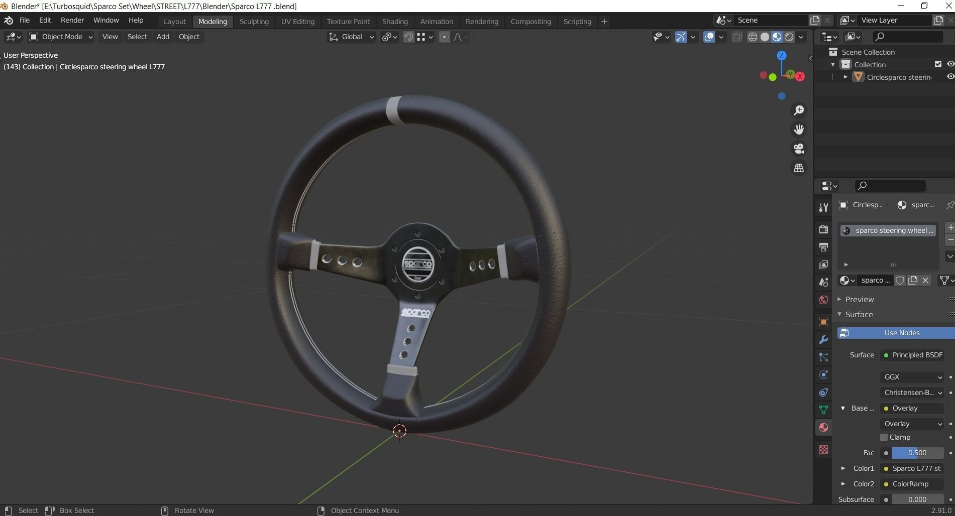 Steering Wheel Sparco L777 3D model_9