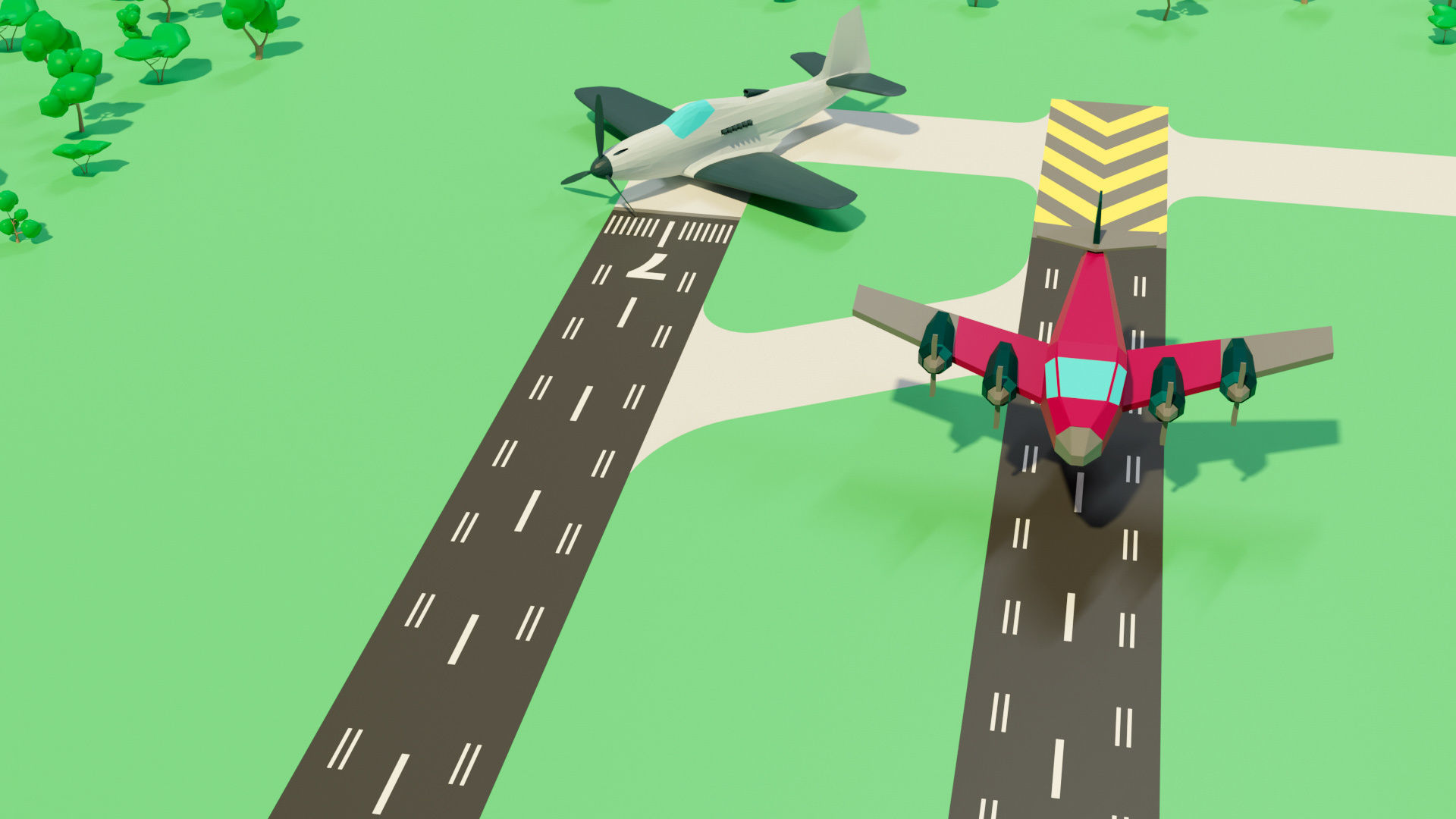 Cartoon airport Low-poly 3D model_13