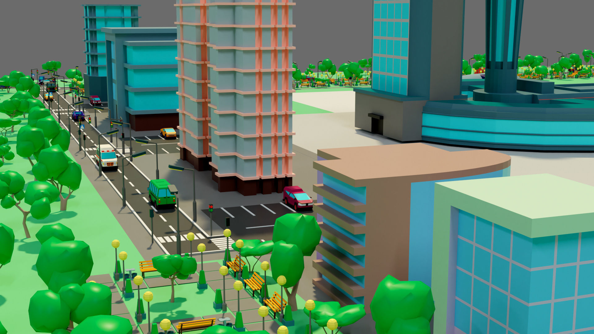 Cartoon airport Low-poly 3D model_9